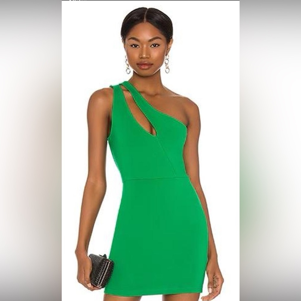 Superdown Green One-Shoulder Dress